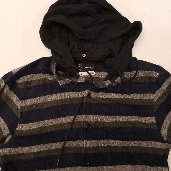 Original Use Casual Button Up Long Sleeve Hoodie Mens Size Small S Blue Plaid - Picture 1 of 10